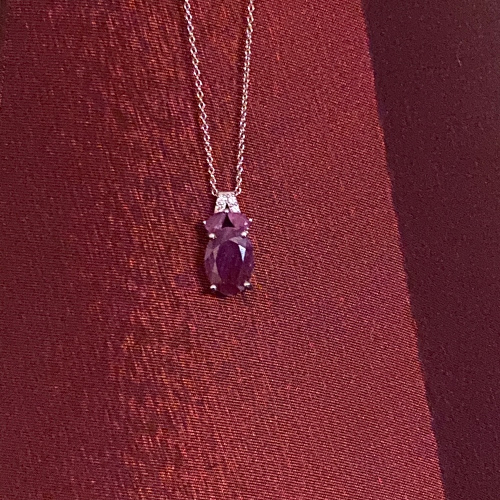 NWOT INDIA RUBY W WHITE ZIRCON STERLING NECKLACE